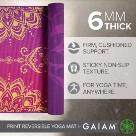 Gaiam Yoga Mat Premium Print Reversible Extra Thick Non Slip Exercise & Fitness Mat for All Types of Yoga, Pilates & Floor Workouts, Royal Bouquet, 68