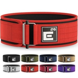 Self-Locking Weight Lifting Belt Premium Weightlifting Belt For Serious Functional Fitness, Power Lifting, And Olympic Lifting Athletes (26 - 30, Around Navel, Small, Red)