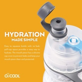 O2COOL Mist 'N Sip Misting Water Bottle 2-in-1 Mist And Sip Function With No Leak Pull Top Spout (Baseball)