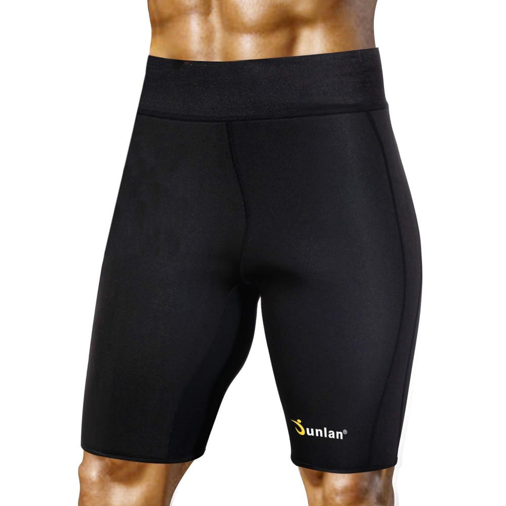 Mens Weight Loss Sauna Hot Sweat Thermo Shorts Body Shaper Neoprene Athletic Yoga Pants Gym Tummy Fat Burner Slimming (Black, M)