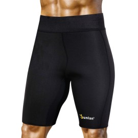 Mens Weight Loss Sauna Hot Sweat Thermo Shorts Body Shaper Neoprene Athletic Yoga Pants Gym Tummy Fat Burner Slimming (Black, M)