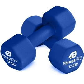 Fitness Alley Neoprene Coated 17.5Lb Workout Dumbbells Set Of 2 - Anti Roll, Non Slip With Smooth Grip Fitness & Exercise Dumbbells - Hexagon Shaped Hand Weights For Women & Men - Best Choice For Gyms & Home Use