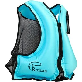 Rrtizan Swim Vest For Adults, Buoyancy Aid Swim Jackets - Portable Inflatable Snorkel Vest For Swimming, Snorkeling, Kayaking, Paddle Boating And Other Low Impact Water Sports Safety(Blue, S-M)