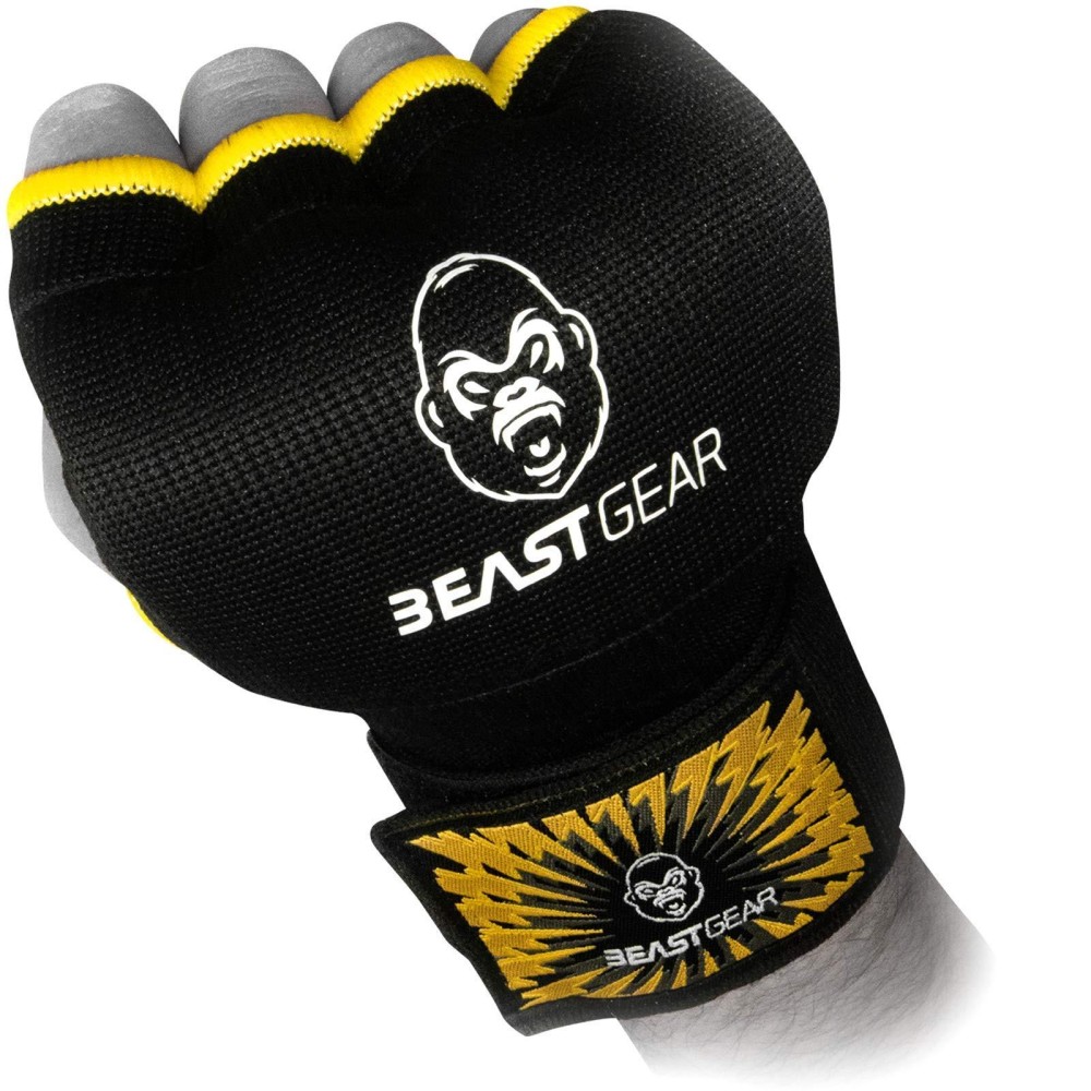 Beast Gear Advanced Inner Boxing Gloves Gel Mitts For Combat Sports, Mma And Martial Arts (Black Yellowsmall)