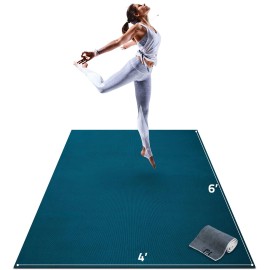 Gorilla Mats Premium Large Yoga Mat - 6 X 4 X 8Mm Extra Thick Ultra Comfortable, Non-Toxic, Non-Slip Barefoot Exercise Mat - Works Great On Any Floor For Stretching, Cardio Or Home Workouts