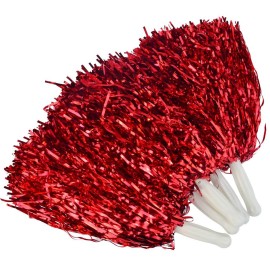 Baotongle 12 Pcs Cheerleading Squad Spirited Fun Poms Pompoms Cheer Costume Accessory For Party Dance Sports (Reds)