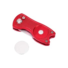 Mile High Life All Metal Foldable Golf Divot Tool with Pop-up Button & Magnetic Ball Marker (Red Fish)