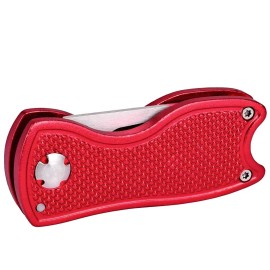 Mile High Life All Metal Foldable Golf Divot Tool with Pop-up Button & Magnetic Ball Marker (Red Fish)