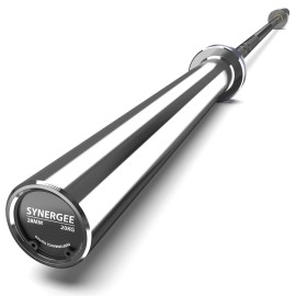 Synergee Open 20Kg Mens Black Phosphate Shaft And Chrome Sleeve Olympic Barbell Rated 1000Lbs For Weightlifting, Powerlifting And Crossfit
