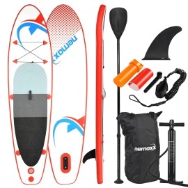 Nemaxx Stand Up Paddle Board 120 X 30 X 39 (305X76X10 Cm), Redblue - Sup, Surfboard Inflatable & Easy To Carry - Incl Travelbag, Paddle, Fin, Air Pump, Repair Kit, Foot Leash