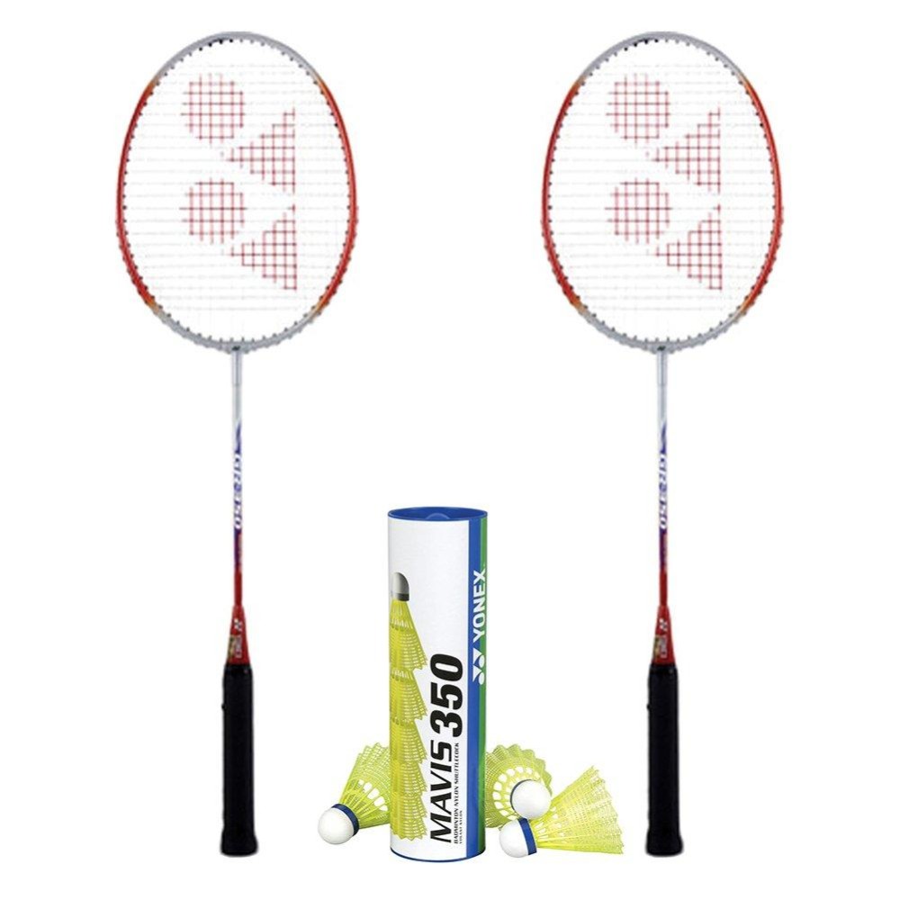 YONEX B 350 2 Rackets M350 YM Shuttlecock Badminton Combo Set