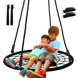 Super Deal 40 Spider Web Tree Swing Net Swing Platform Rope Swing 71 Detachable Nylon Rope Swivel, Max 660 Lbs, Extra Safe And Durable Steel Frame, Fun For Kids