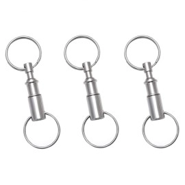 Rongbo 3 Pack Quick Release Detachable Pull Apart Key Rings Keychains,Double Spring Split Snap Seperate Chain Lock Holder Convenient Accessory Gift (3Pack)