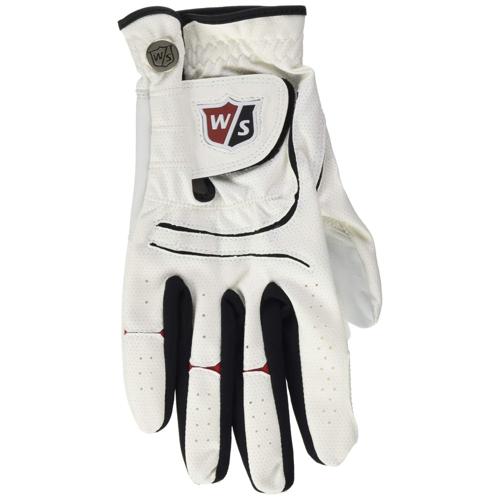 Wilson Staff Mens Staff Grip Plus Golf Glove, Right Hand, White, Mediumlarge