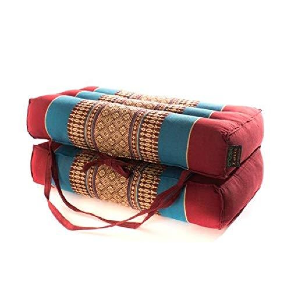 Zafuko Large Foldable Cushion - Burgundyblue - Organic Kapok Filling, Use Folded And Unfolded For Meditation, Soft Yoga Prop, Portable Cushion