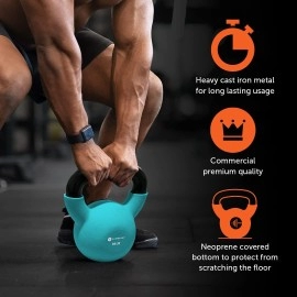 GYMENIST Kettlebell Fitness Iron Weights with Neoprene Coating Around The Bottom Half of The Metal Kettle Bell (30 LB)