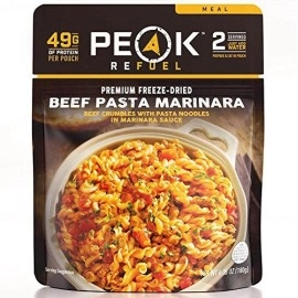 Peak Refuel Beef Pasta Marinara 49G Protein 1040 Calories 100% Real Meat Premium Freeze Dried Backpacking & Camping Food 2 Servings Ideal Mre Survival Meal (2 Serving Pouch)