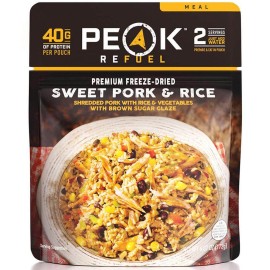 Peak Refuel Sweet Pork Rice Premium Freeze Dried Camping Food Backpacking Hiking Mre Meals Just Add Water 100 Real Meat 40G Of Protein 2 Serving Pouch