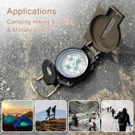 VANVENE Multifunctional Military Compass, Amy Green, Waterproof and Shakeproof, Compass for Outdoor, Camping, Hiking, Military Usage, Gifts