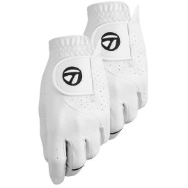 Taylormade Mens Stratus Tech Golf Glove (2 Pack), White, Large