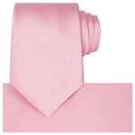 Kissties Pink Tie Satin Necktie Rosy Wedding Ties + Pocket Square + Gift Box