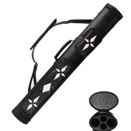 Gse Games Sports Expert 2X2 Deluxe Hard Billiard Pool Cue Stick Carrying Case (Several Colors Available) (Oval - Blackwhite Star)