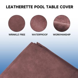 GSE Billiard Pool Table Covers, 7'/8'/9' Heavy Duty Leatherette Pool Table Covers, Waterproof & Tearproof Cover for Pool Table (Several Colors Available, Brown - 9ft)