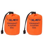 Delmera Emergency Survival Sleeping Bag, Lightweight Waterproof Thermal Emergency Blanket, Bivy Sack With Portable Drawstring Bag For Outdoor Adventure, Camping, Hiking, Orange (Orange- 2 Packs)