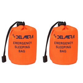 Delmera Emergency Survival Sleeping Bag, Lightweight Waterproof Thermal Emergency Blanket, Bivy Sack With Portable Drawstring Bag For Outdoor Adventure, Camping, Hiking, Orange (Orange- 2 Packs)