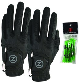 Zero Friction Male Men'S Compression-Fit Synthetic Golf Glove (2 Pack), Universal Fit Black/Black, One Size (Gl00105)