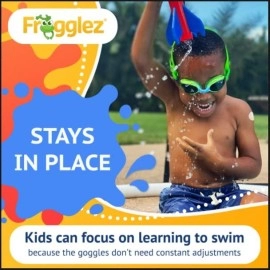 Frogglez Pain-Free Swim Goggles for Kids Under 10 (Ages 3-10), No Hair Pulling, Recommended by Olympic Swimmers