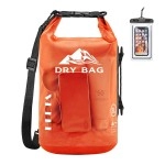 Heeta Waterproof Dry Bag For Women Men, Roll Top Lightweight Dry Storage Bag Backpack With Phone Case For Travel, Swimming, Boating, Kayaking, Camping And Beach, Transparent Orange 10L