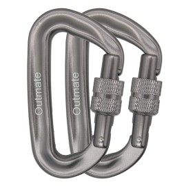 Outmate Hammock Carabiner Clip,12Kn 7075 Aluminium Alloy Screwgate Carabiners,Heavy Duty Clips 2645Lbs1200Kg,Perfect Gear For Hammocks Camping Hiking Keyring And Utility(Screw Gate,2 Gray)