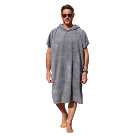 Catalonia Hooded Surf Towel Poncho, Super Water Absorption Thick Microfiber Beach Sand-Proof Wetsuit Changing Robe For Adults Men Women Surfing Swimming Bathing