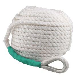 Boat Anchor Rope 200 Ft X 1/2 Inch Polypropylene Rope 3 Strand Twisted Anchor Line For Sailboat Sled Line Mooring With Thimble 5850Lb Breaking Strain