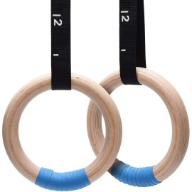 Pacearth Gymnastics Rings Wooden Olympic Rings 1500/1000Lbs With Adjustable Cam Buckle 14.76Ft Long Straps With Scale Non-Slip Gym Rings For Home Gym Full Body Workout