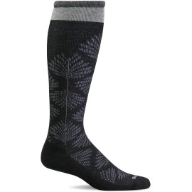 Sockwell Women's Full Floral Moderate Graduated Compression Sock, Black - S/M
