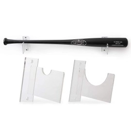 Baseball Bat Wall Mount for Horizontal Display - Sturdy Acrylic Bat Holder - Fits Any Baseball or Softball Bat (Hardware Included) Easy to Install