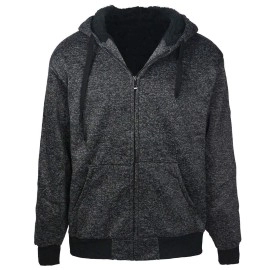 Gary Com Marled Heavyweight Sherpa Lined Fleece Hoodies For Men Full Zip Plus Size Big And Tall Sweatshirts Jackets 5Xl Charcoal