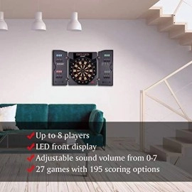 Win.Max Electronic Soft Tip Dartboard Set With Cabinet, 12 Darts Led Display