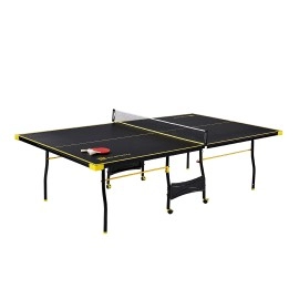 Md Sports Table Tennis Set, Regulation Ping Pong Table With Net, Paddles And Balls (8 Pieces) - Black Yellow