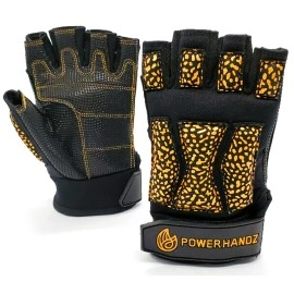 POWERHANDZ POWERFIT Weighted Training Gloves for Men and Women Weightlifting, Gym, Fitness Training -Fingerless, Non Slip, Gel Grip - X-Large- 1.0 lb