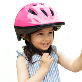 Joovy Noodle Bike Helmet For Toddlers And Kids Aged 1-9 With Adjustable-Fit Sizing Dial, Sun Visor, Pinch Guard On Chin Strap, And 14 Vents To Keep Little Ones Cool (Medium, Pink)