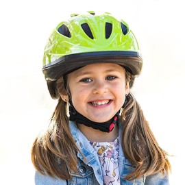 Joovy Noodle Bike Helmet For Toddlers And Kids Aged 1-9 With Adjustable-Fit Sizing Dial, Sun Visor, Pinch Guard On Chin Strap, And 14 Vents To Keep Little Ones Cool (Medium, Greenie)