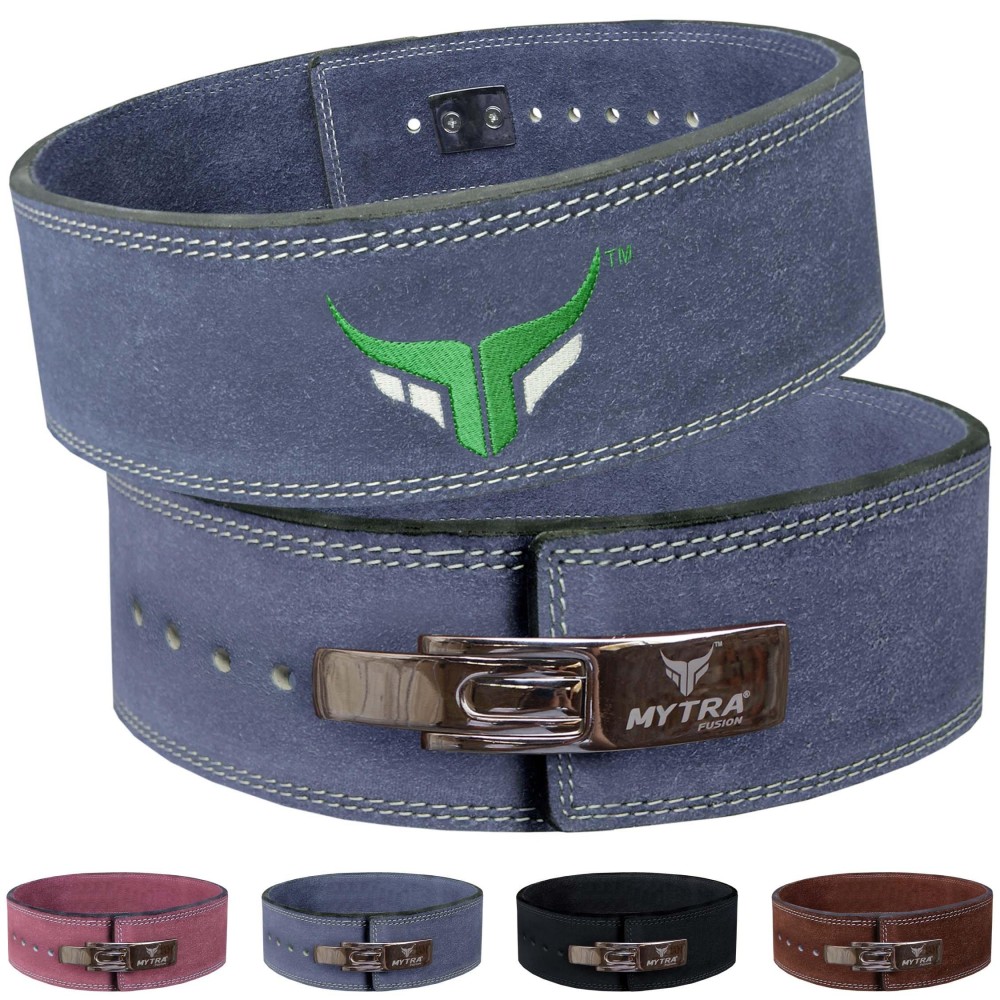 Mytra Fusion Leather Weight Lifting Power Lifting Back Support Belt Weight Lifting Belt Men Weight Lifting Belt Women Weightlifting Belt (Medium, Grey)
