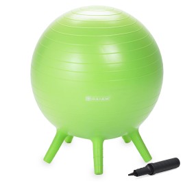 Gaiam Kids Stay-N-Play Children'S Balance Ball, Flexible School Chair Active Classroom Desk Alternative Seating, Built-In Stay-Put Soft Stability Legs, Includes Air Pump, 52Cm, Lime