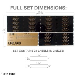 Golf Club Labels - Custom Labels - 24 Classy Golf Valet Labels for Golf Club ID Identification Tags, Golf Shaft Labels, Tools & More - Weatherproof, Fade Resistant Golf Labels Personalized Labels