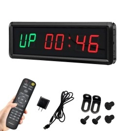 Btbsign Led Interval Timer Count Down/Up Clock Stopwatch With Remote For Home Gym Fitness Green