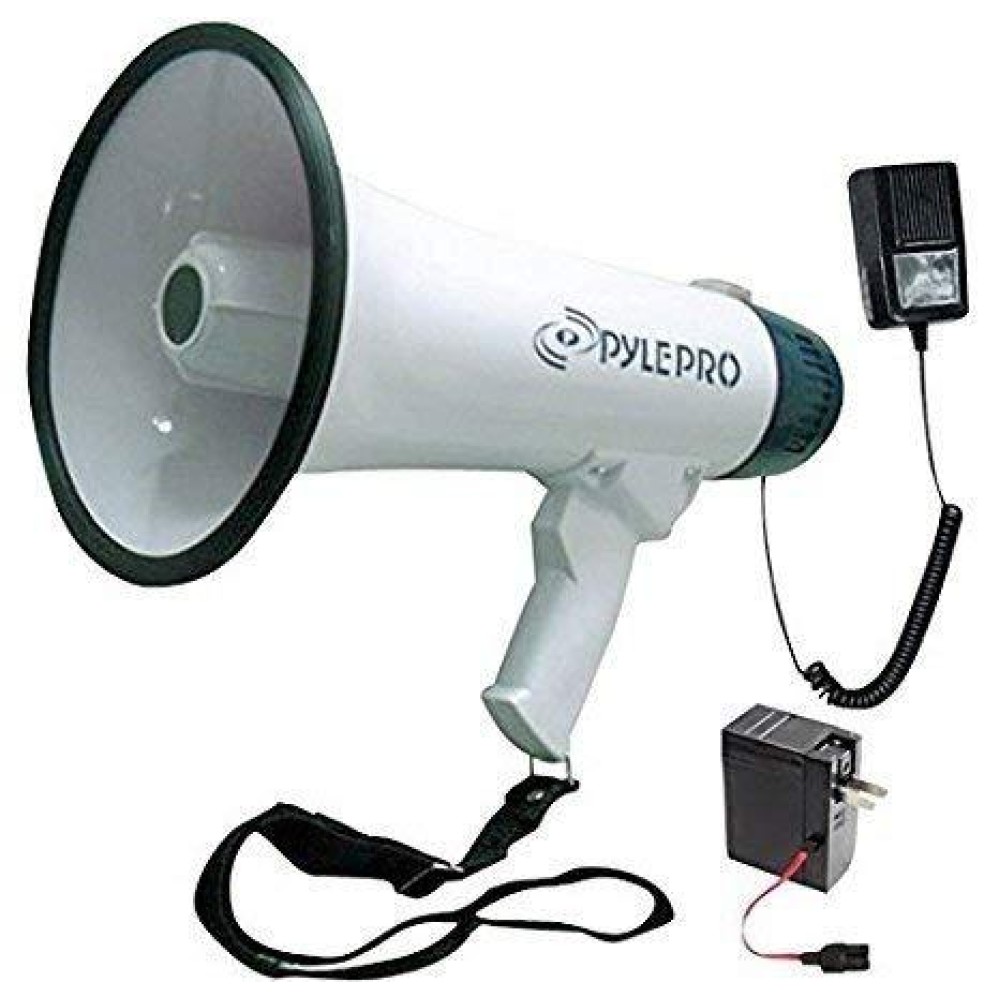 Pyle Bullhorn Megaphone Speaker With Built-In Rechargeable Battery 10 Second Memory Record Detachable Handheld Microph