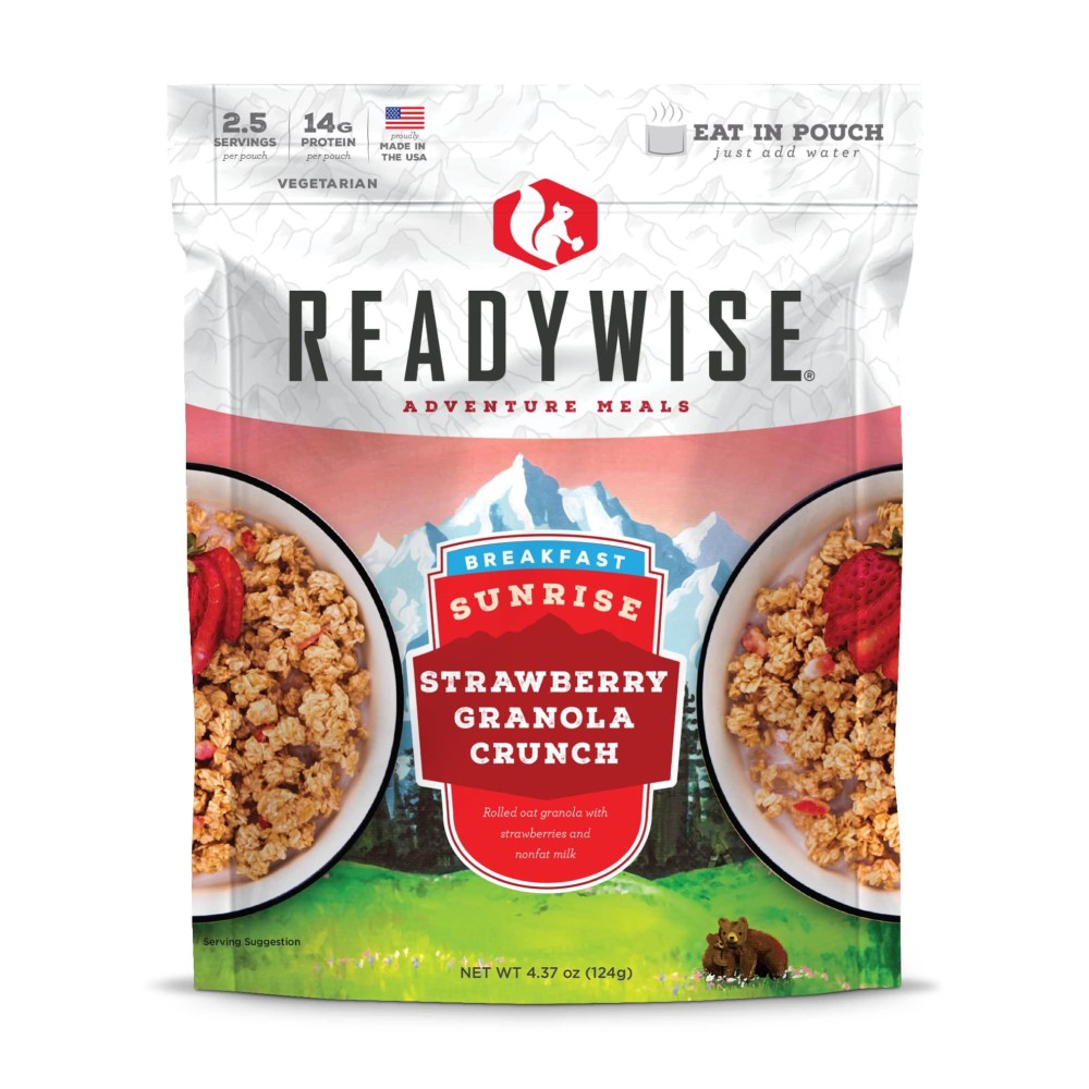 Readywise Outdoor Strawberry Granola Crunch Freeze-Dried Backpacking And Camping Meals Tasty Meals And Snacks For Hiking Backpacking Or Emergency Preparedness Pack Of 1